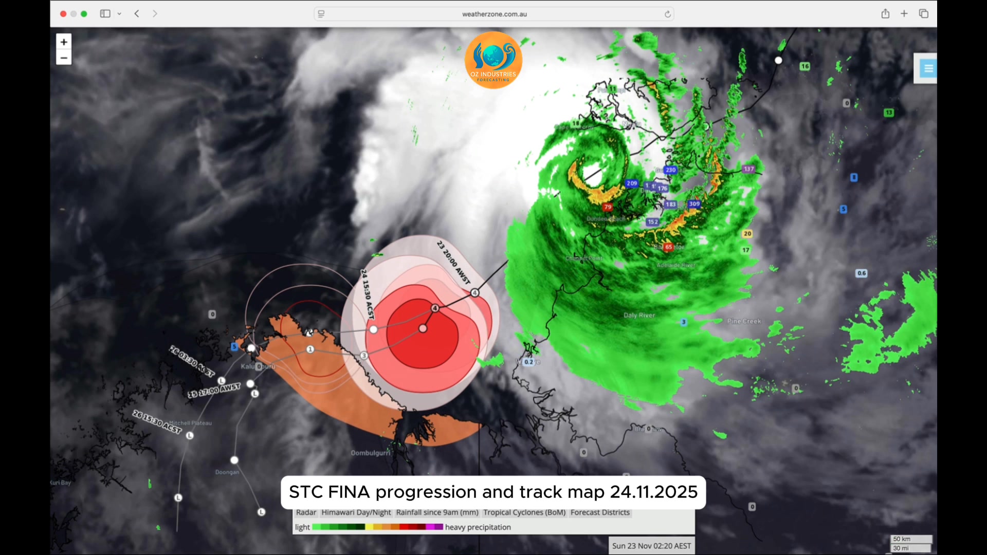Tropical Cyclone Fina 24.11.2025 Severe Tropical Cyclone Fina reached ...