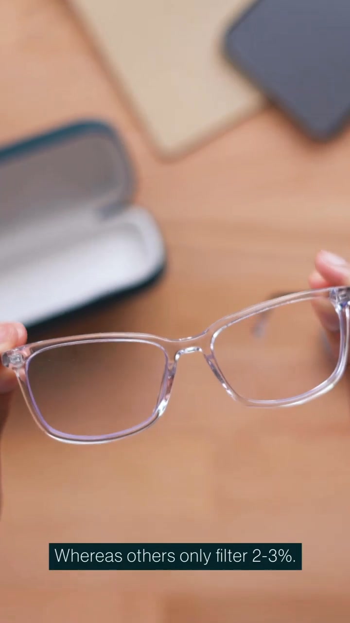 REDUCE EYE STRAIN Blue light from phones & laptops can lead to tired, dry eyes. Premium blue ... - Reducing Eye Strain With Blue Light Glasses