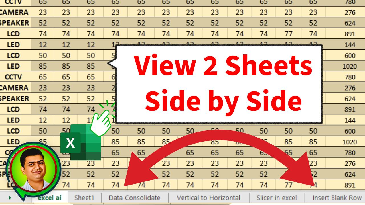 How to View Two Slide Side by Side in Excel - View Side by Side Option ...
