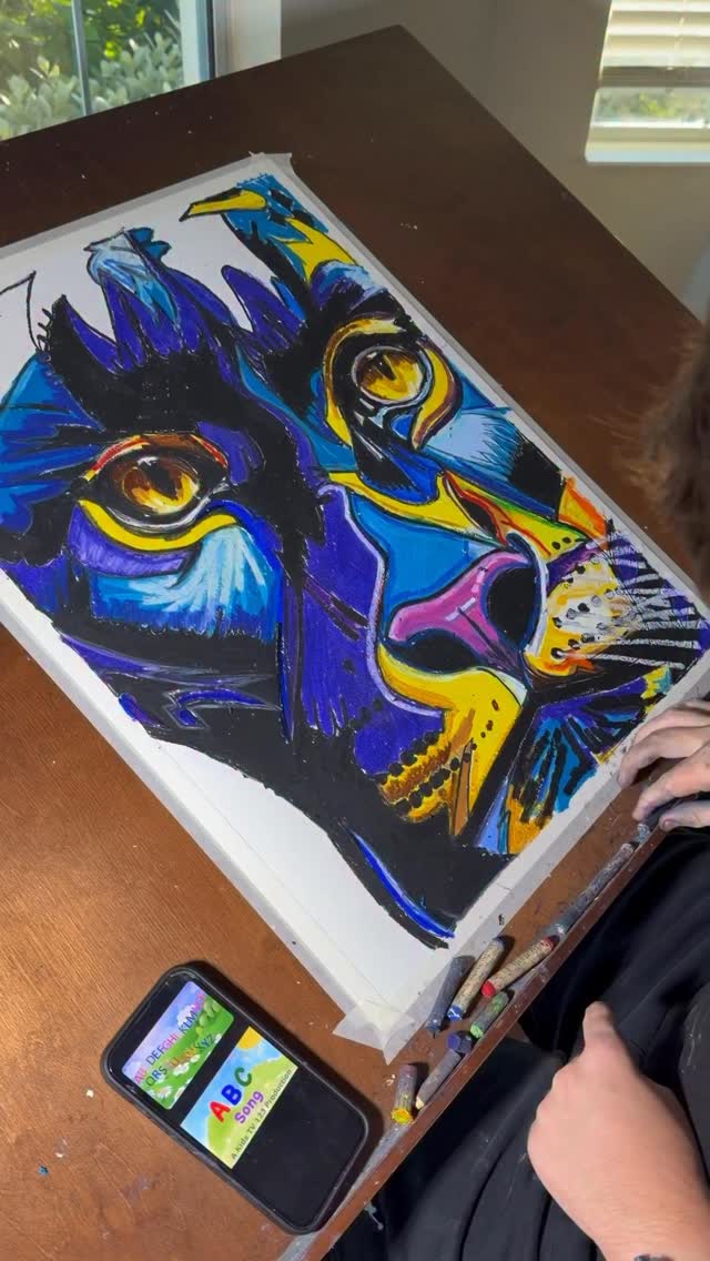 This stunning Panther is not just another drawing—it’s a vibrant ...