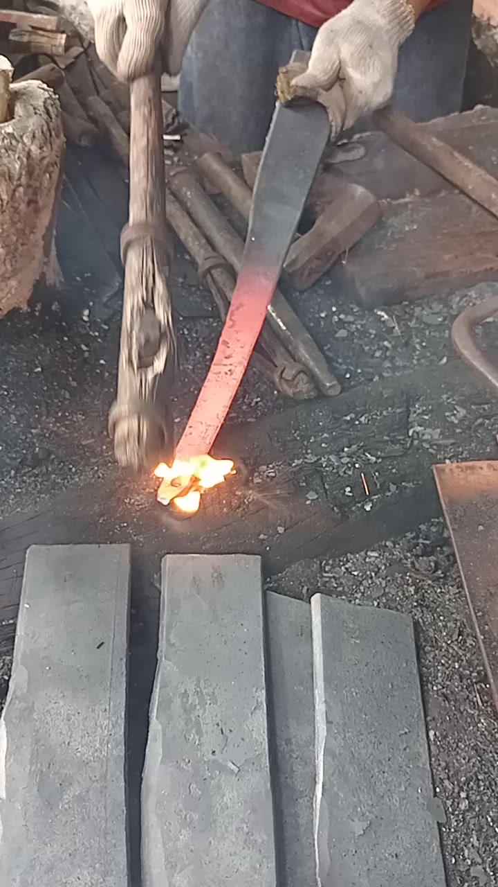 Traditional blacksmithing crafts. The stages of making a 1-kilogram ...