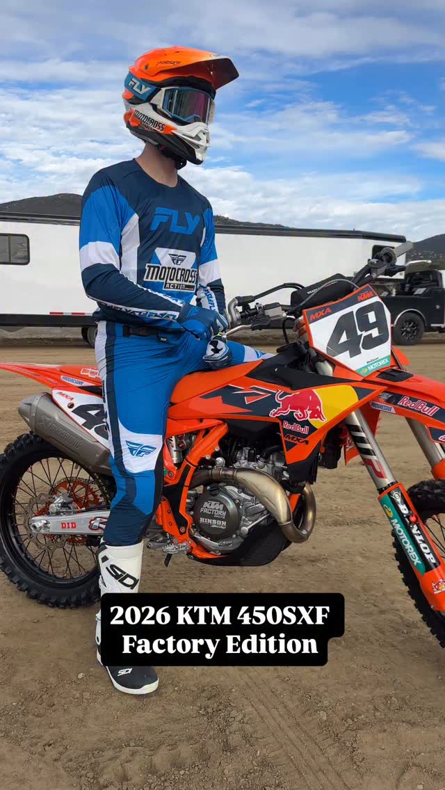 Today was day 1️⃣ on the new 2026 KTM 450SXF Factory Edition🟠 with test ...