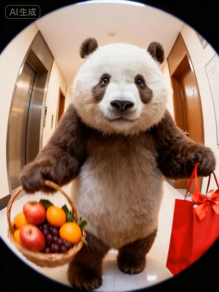 准备中秋节了，七仔带礼串门来了 #大熊猫 #萌化了 #reels #panda #pandalover #pandas #happy # ...