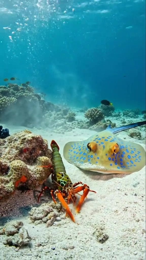 Mantis Shrimps vs a blue-spotted ray#tucanaquatics#rexthemantis# ...