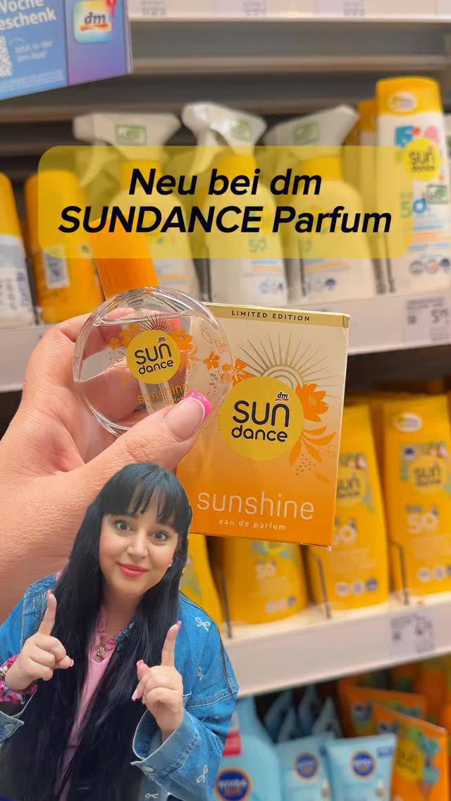 Es gibt jetzt passend zur Sonnencreme auch ein Parfum von der dm Eigenmarke SUNDANCE. Es riecht echt richtig gut !!!, Fruchtig-floral 🌸, Cremig & weich 🤍, Pudrig-warm ✨, Kostenpunkt 7,95€, #neubeidm