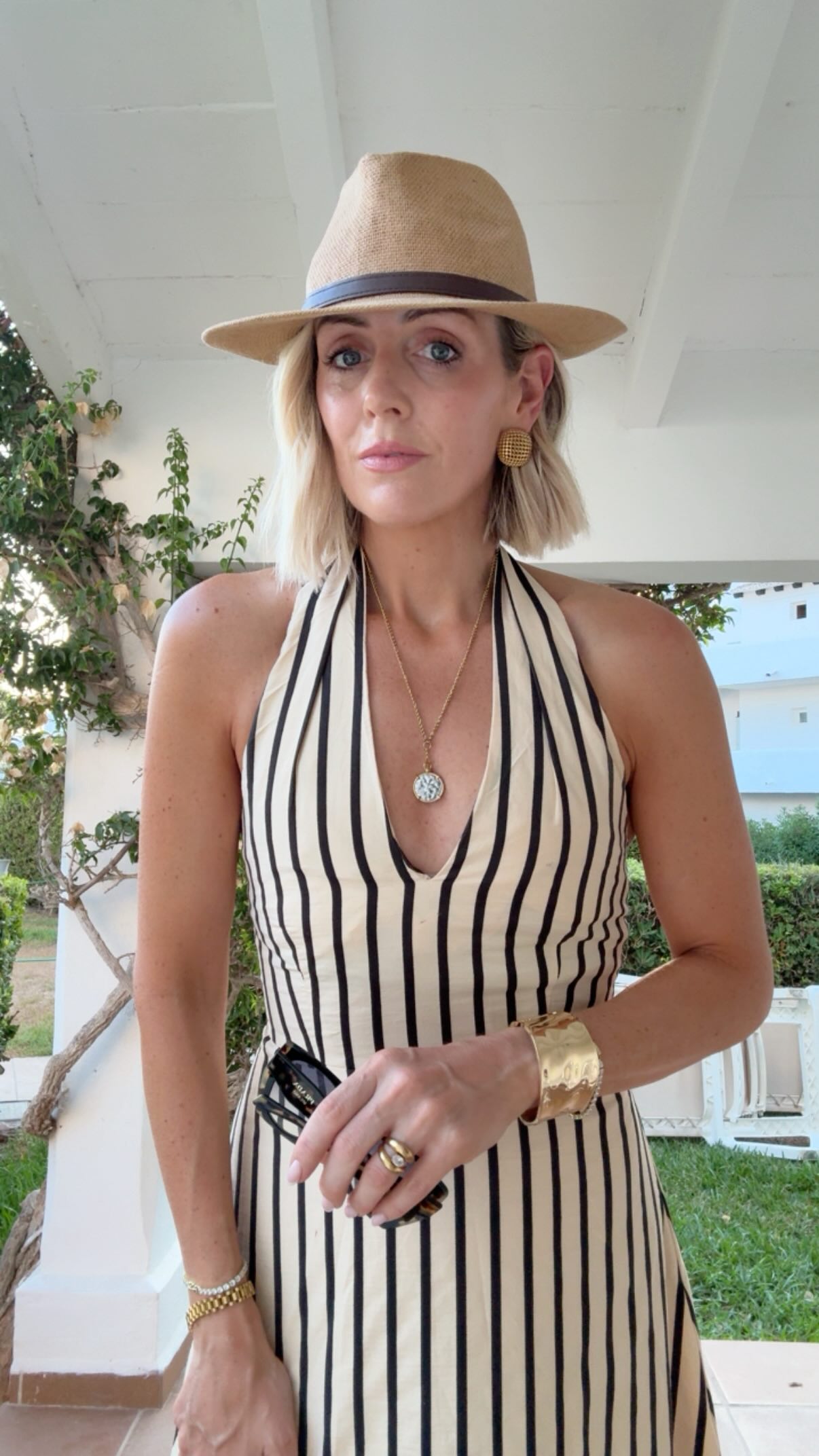 First night holiday look ☀️, Zara dress & all the gold jewellery… holiday mode officially on ✨, #HolidayStyle #HolidayOutfit #GoldJewellery #TheDressHouse #ZaraStyle SummerStyle HolidayJewellery 