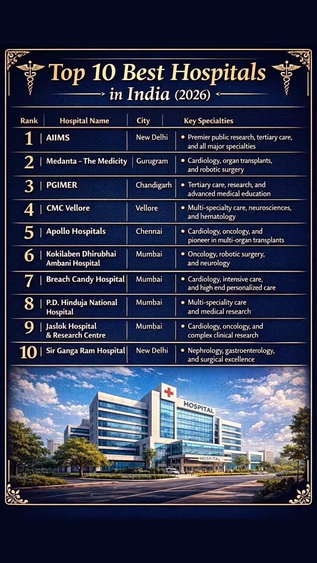 Top 10 Best Hospitals in India 2026 #Top10 #BestHospitals #India #AIIMS ...
