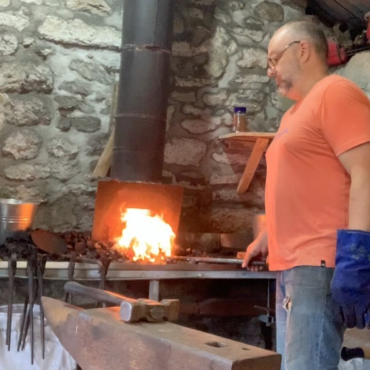 Got the forge proper hot today, dealing with some real steel. 1” bar. I ...