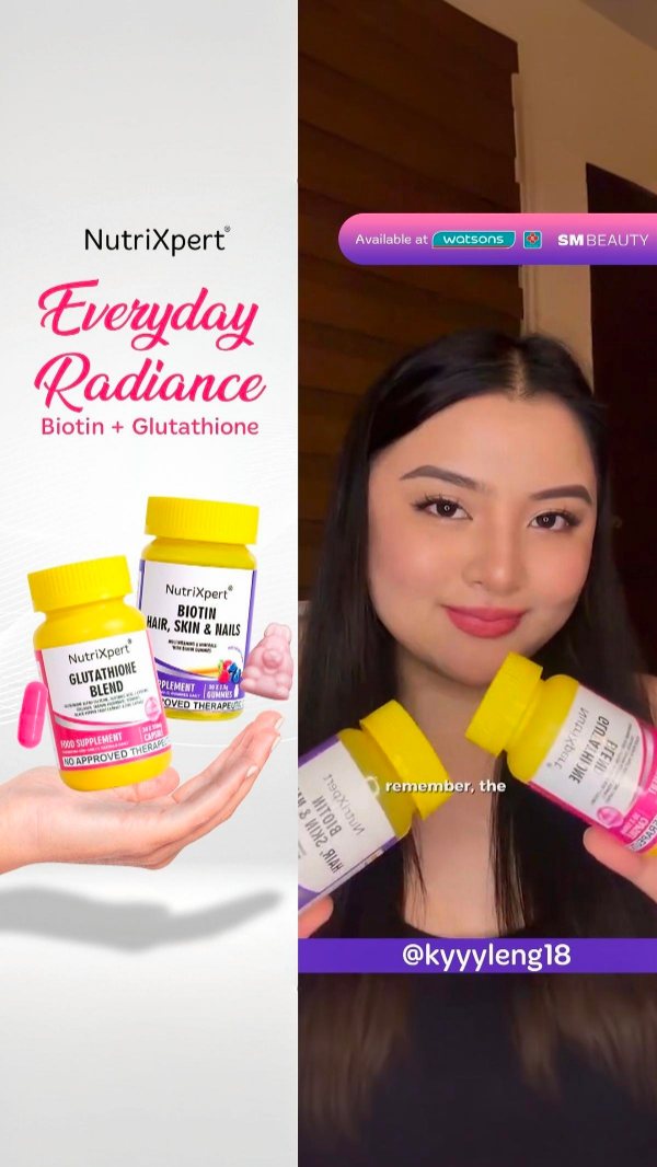 Glow isn't just for special occasions. Make everyday your radiant day with the perfect pair—NutriXpert Biotin Gummies + Glutathione Capsules. ✨, Available at Watsons and SM Beauty., Shop online here: 