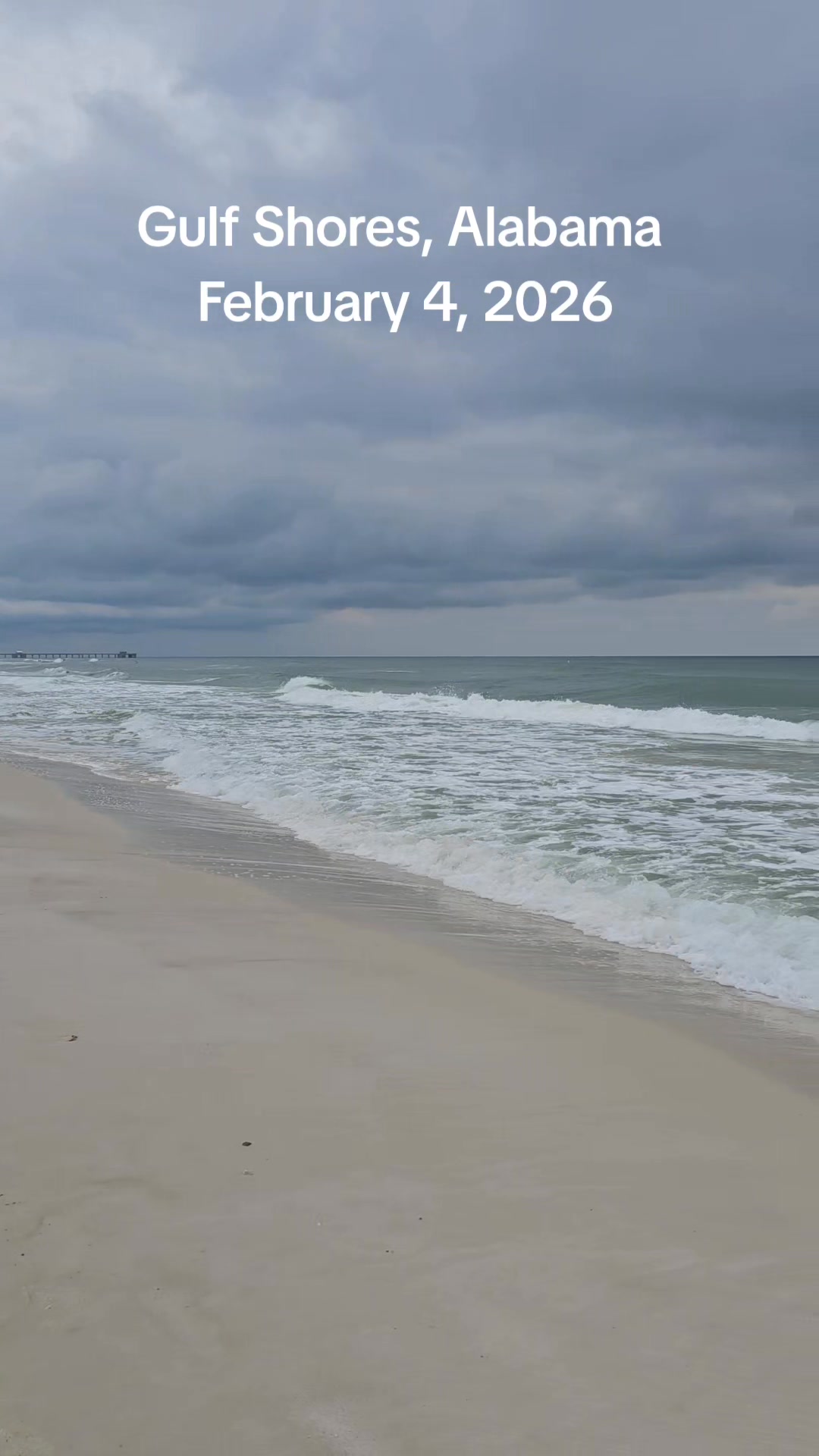 Gulf Shores, Alabama 2-4-2026 59 degrees and oh so gray! Waves have ...