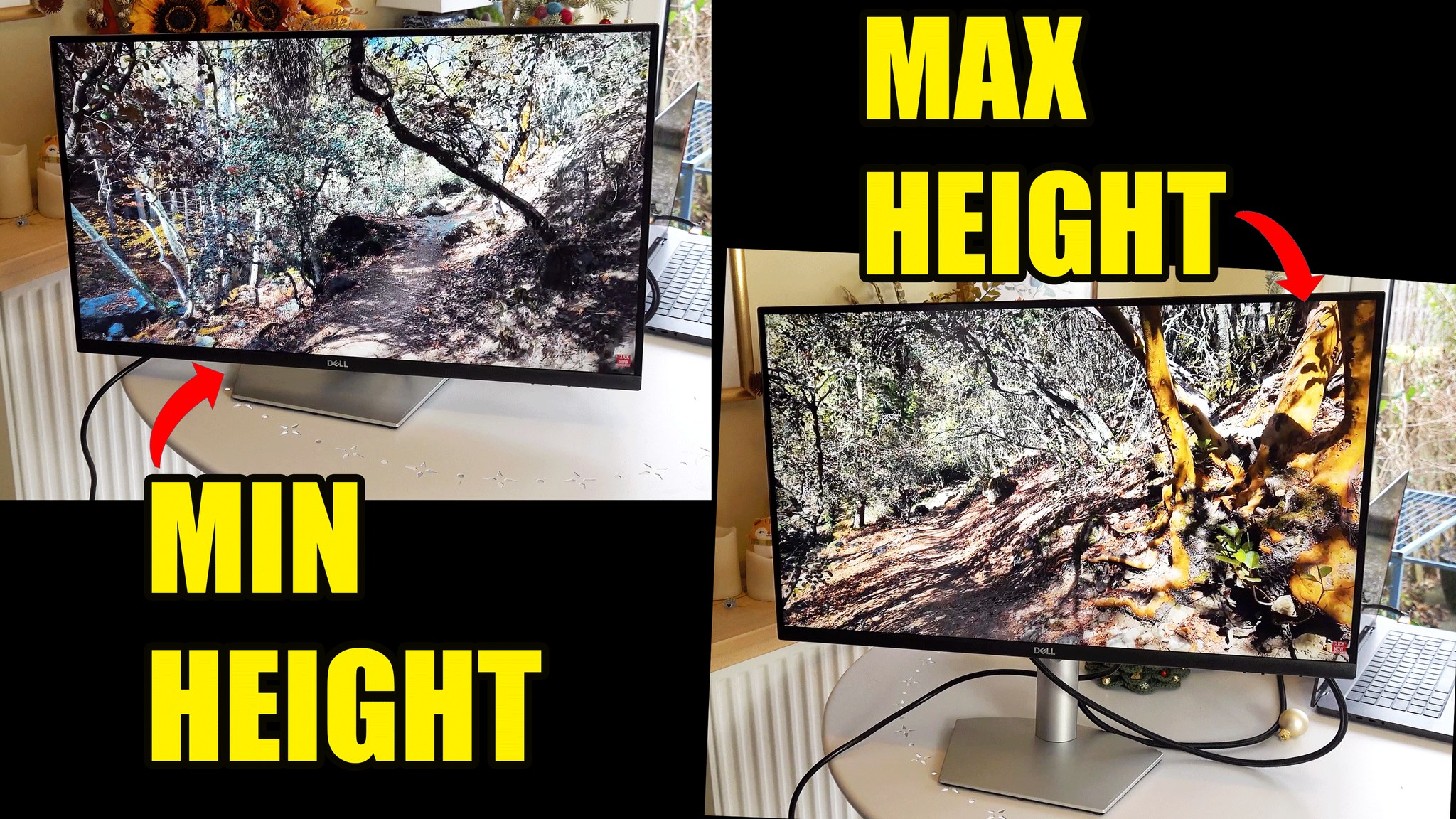 Here’s how to adjust the height of the Dell S2721QS monitor by pulling ...