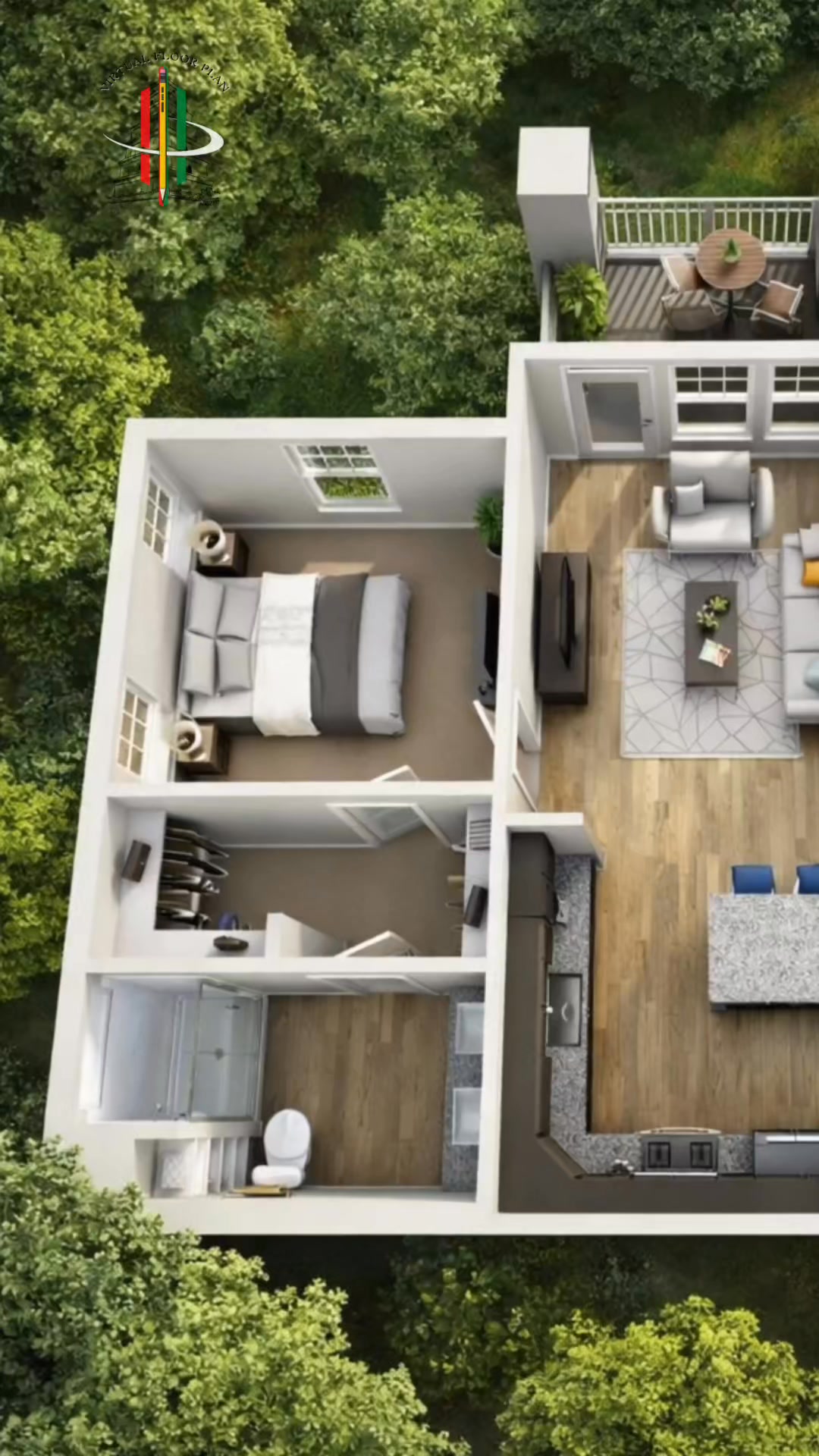 Curated visual reference: Gallery Detail: Modern 3D Floor Plan For Two Bedroom Apartment