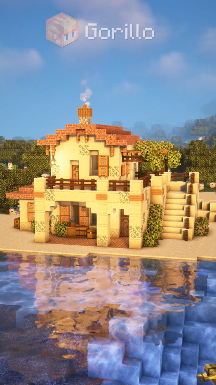 Italian Beach House Minecraft🏠#minecraft #minecraftbuilding # ...