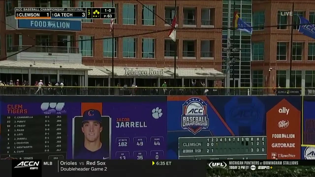 Jacob Jarrell just tried to hit this ball back to Clemson!! 🤯⚾️ 📺 ACCN ...