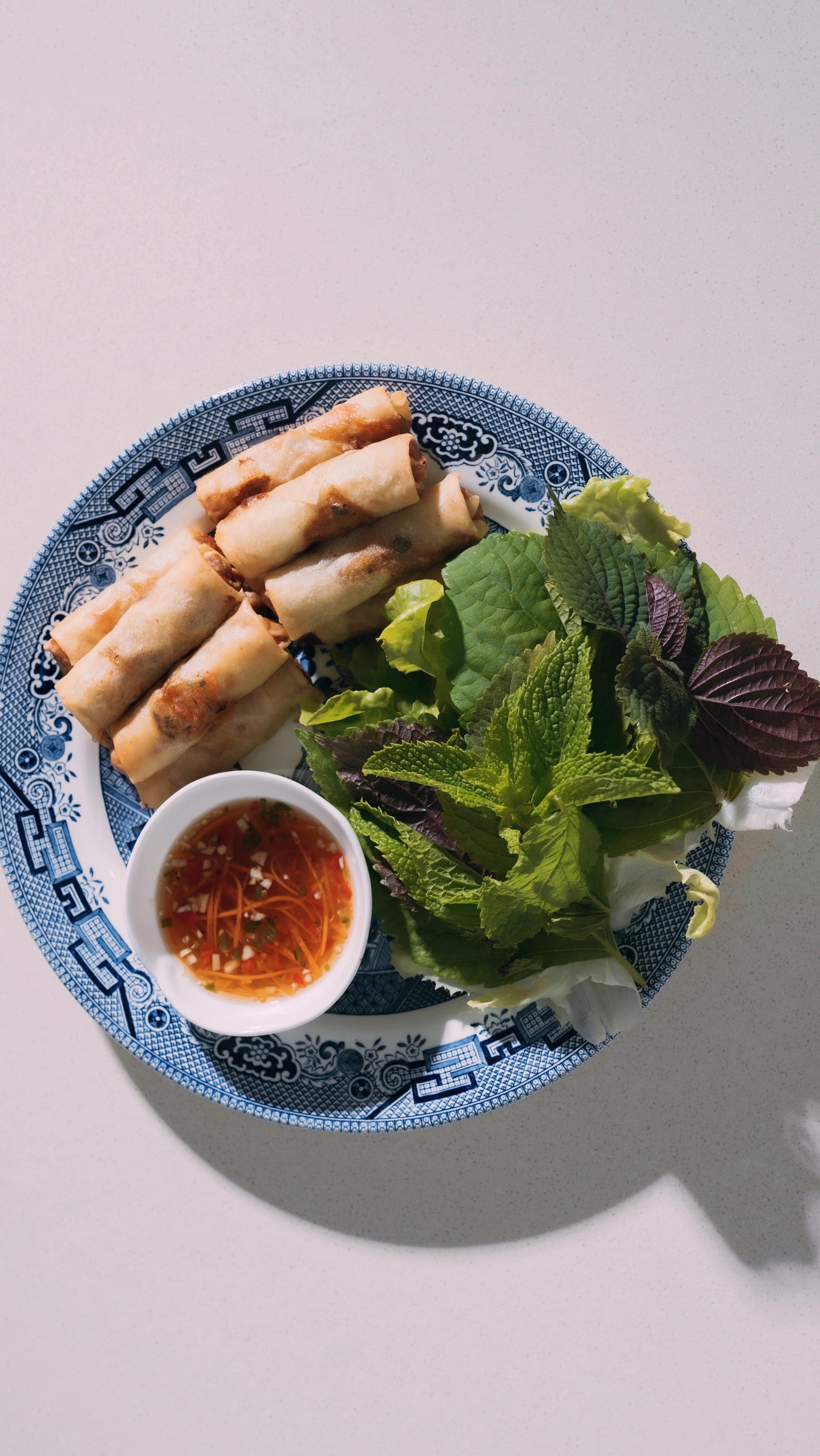 Linh’s Pork, Prawn & Black Fungus Spring Rolls, with Lettuce, Mint ...
