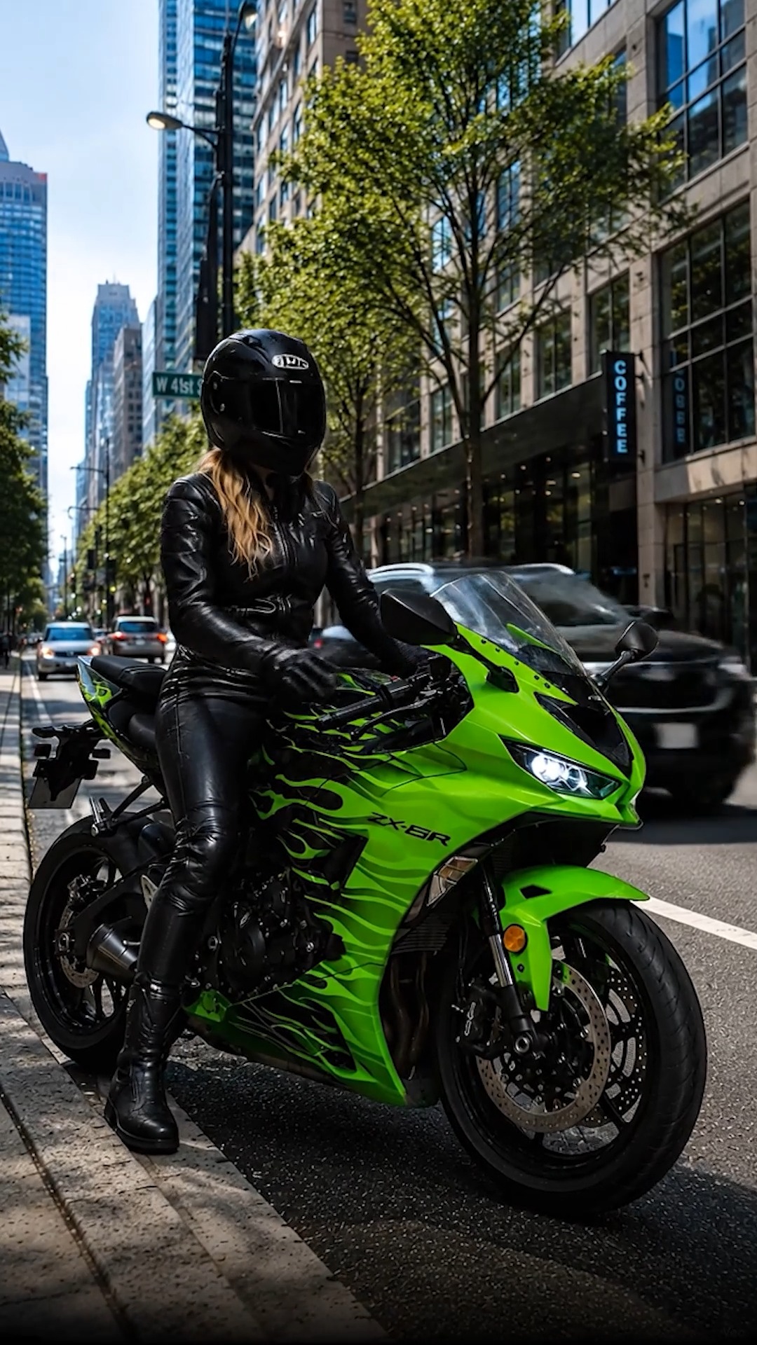 Bright. Aggressive. Impossible to miss. 💚🔥 This Kawasaki ZX-6R