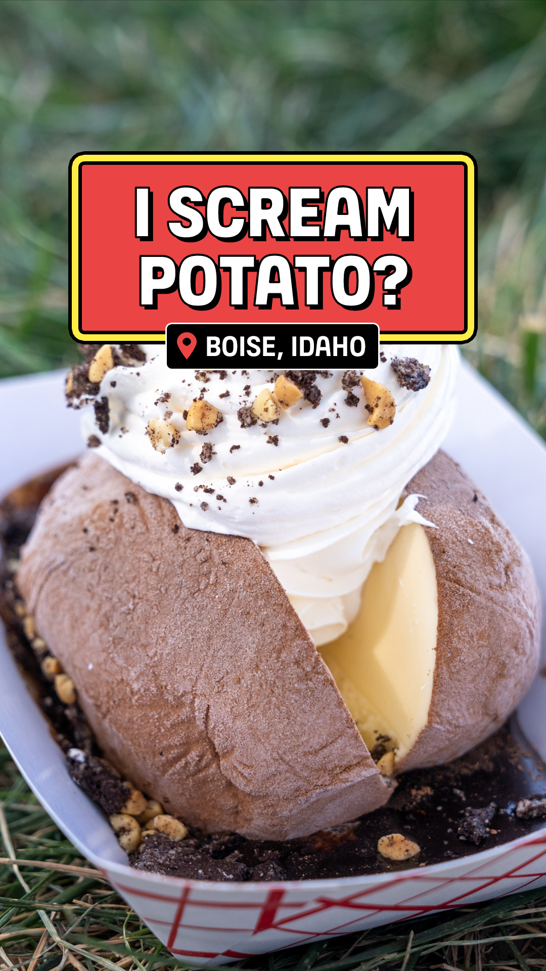 Potato Sweety Boise Idaho ポーチ That's not a baked potato. 🥔🍨 In Boise, Idaho, one of the
