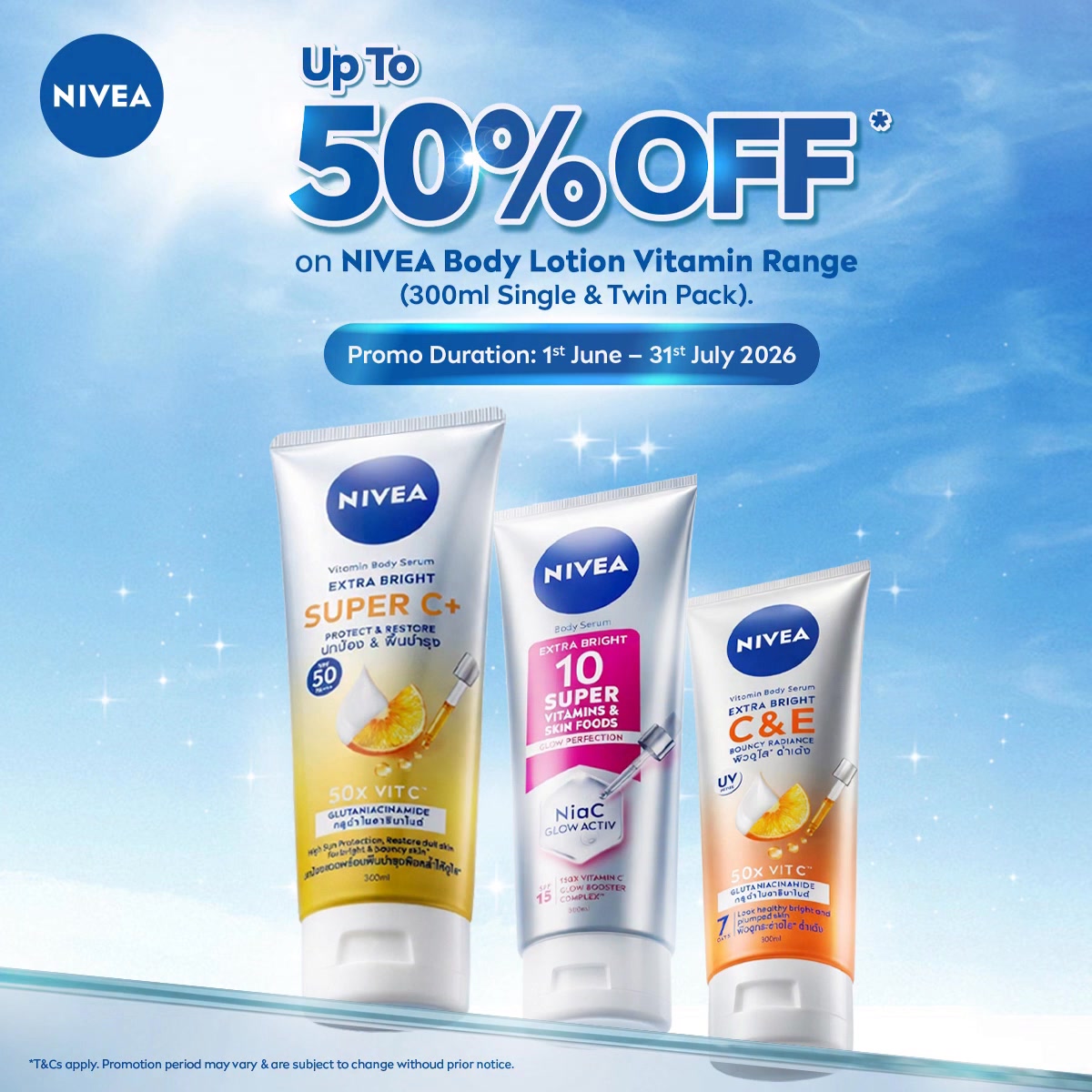 Unlock your bright skin with NIVEA Vitamin Range ✨ Enjoy up to 50 