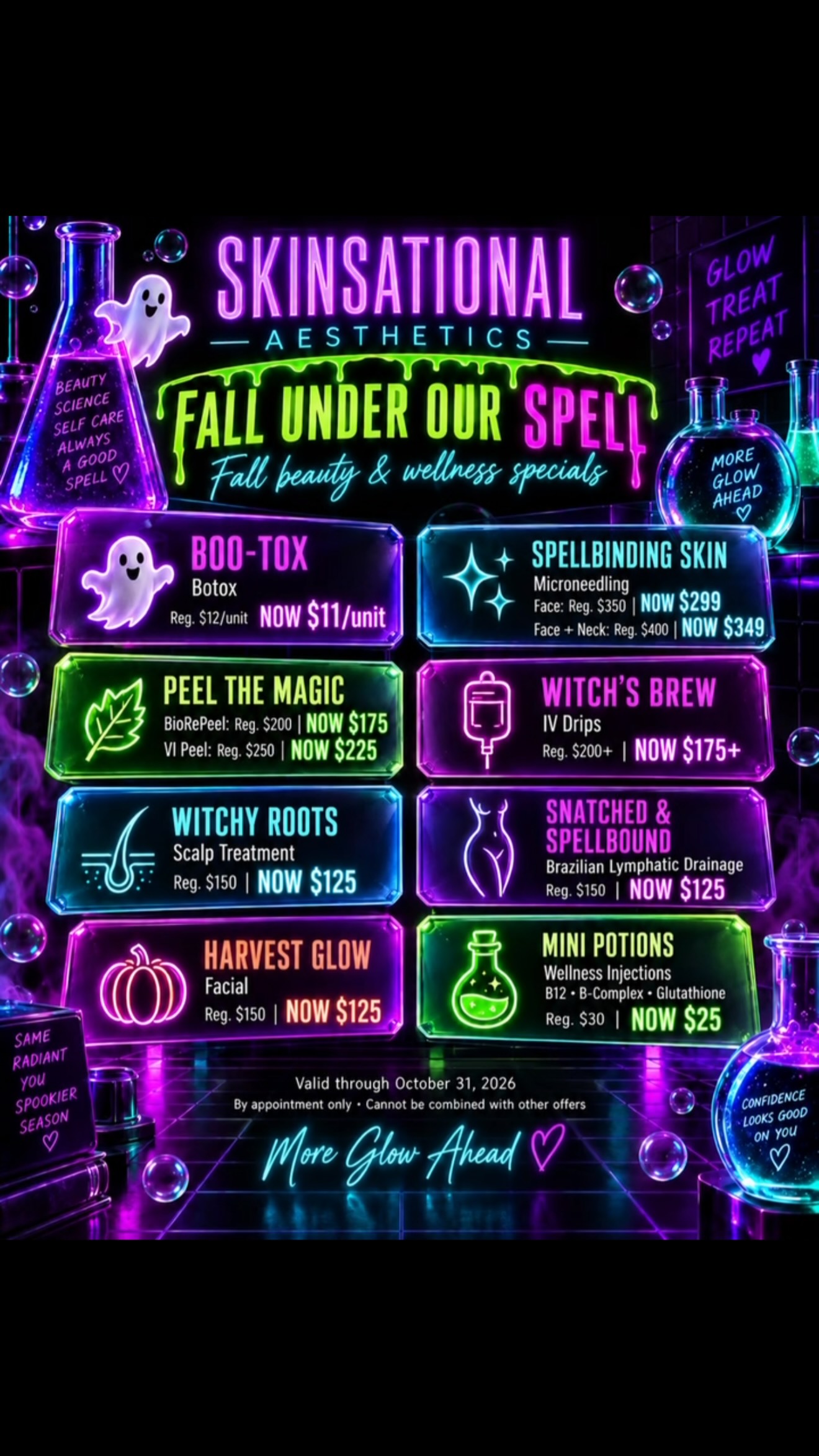 spell glutathione 🧪🧙🏼‍♀️FALL UNDER OUR SPELL🧙🏼‍♀️🧪, The cauldron is bubbling, and our fall specials have been conjured! 🪄🍂 Whether you’re preparing for Halloween parties, fall events or simply craving a seasonal reset, price-above-750