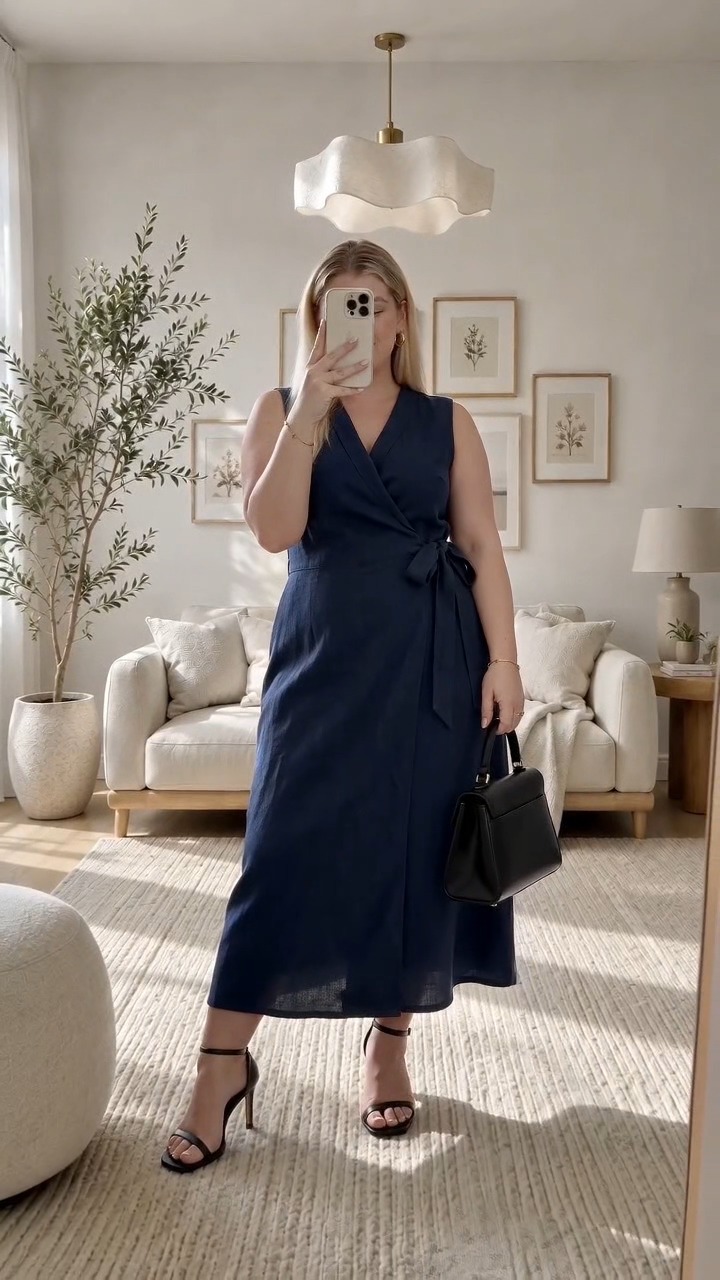 Finally found the perfect navy wrap dress! This one from YEESE is great for work or date night., #YEESE #perfectdress #wrapdress #workwear #DateNightOutfit | YEESE