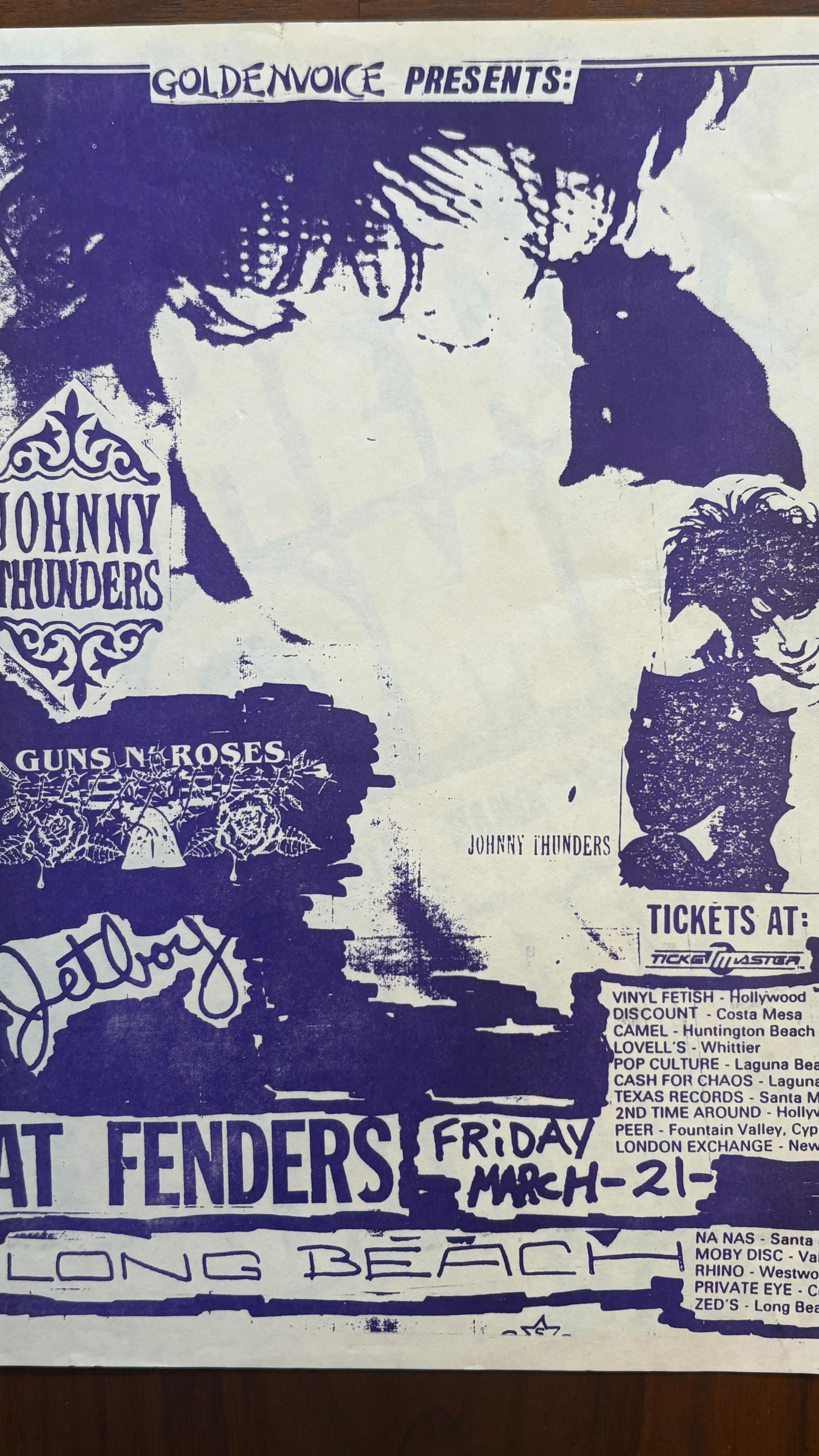 Johnny Thunders 1986 貴重特大ポスター 額装品‼️ 40 years ago tonight, March 21st 1986! @goldenvoice presents
