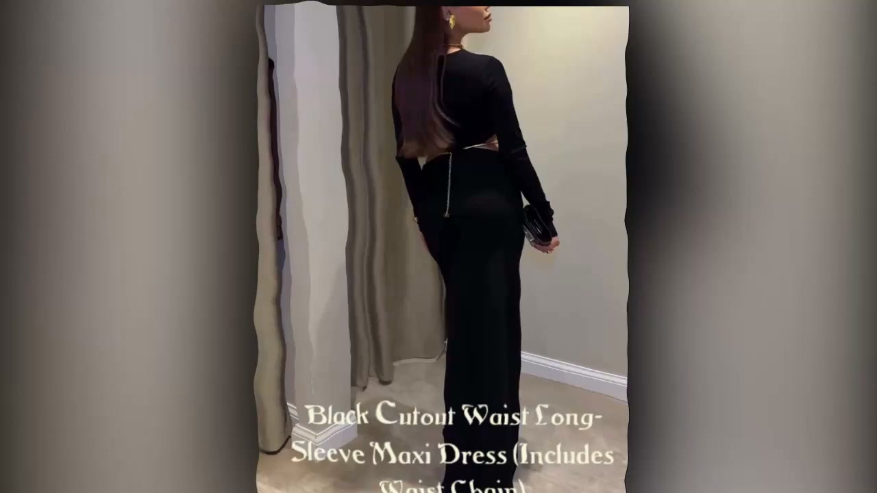 Command attention in our Black Cutout Waist Long-Sleeve Maxi Dress, an alluring blend of bold geometry and sleek sophistication. Featuring sophisticated long sleeves and striking w