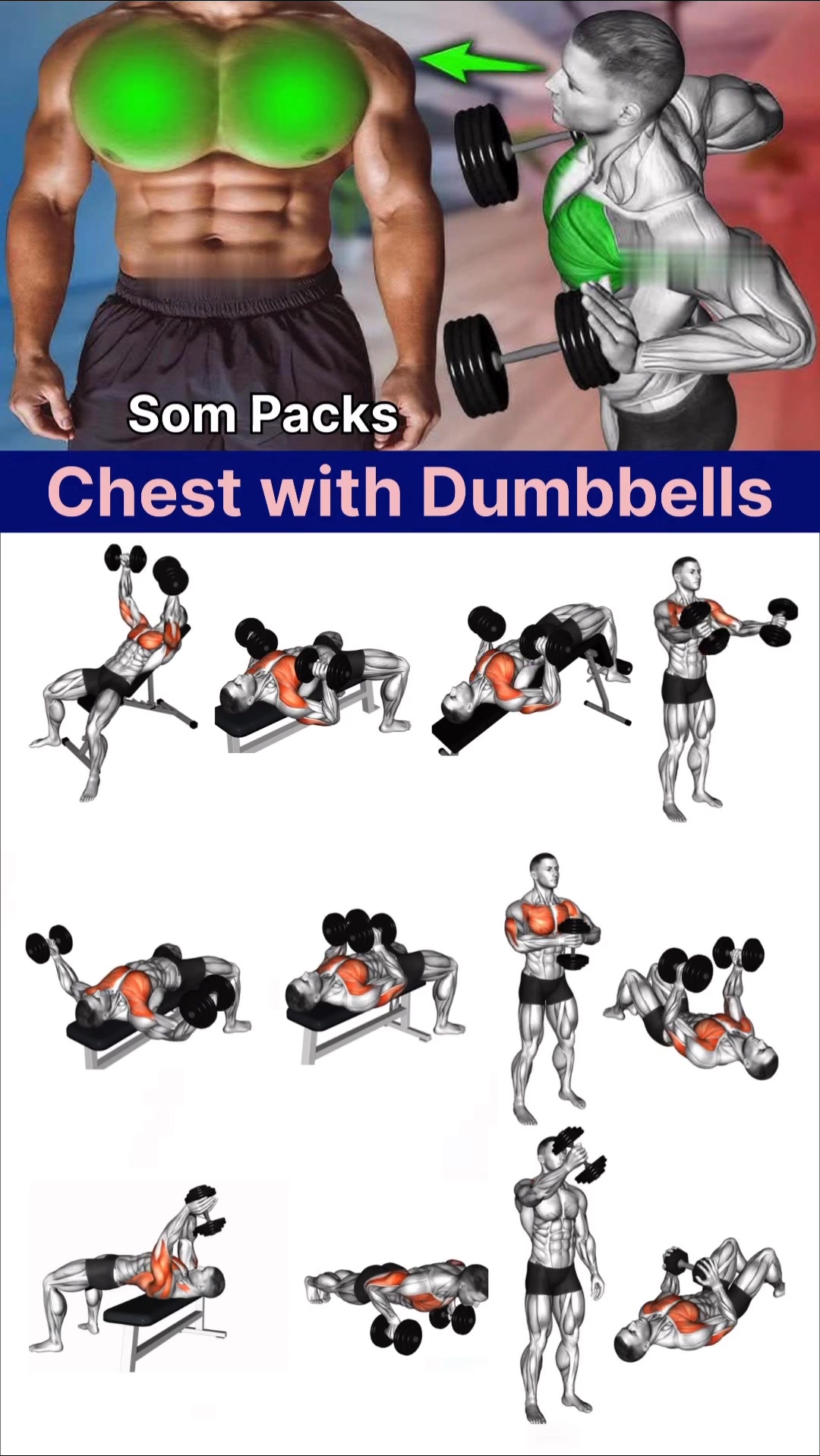 Dumbbells workout variations for chest #chestworkout #workout | Som ...