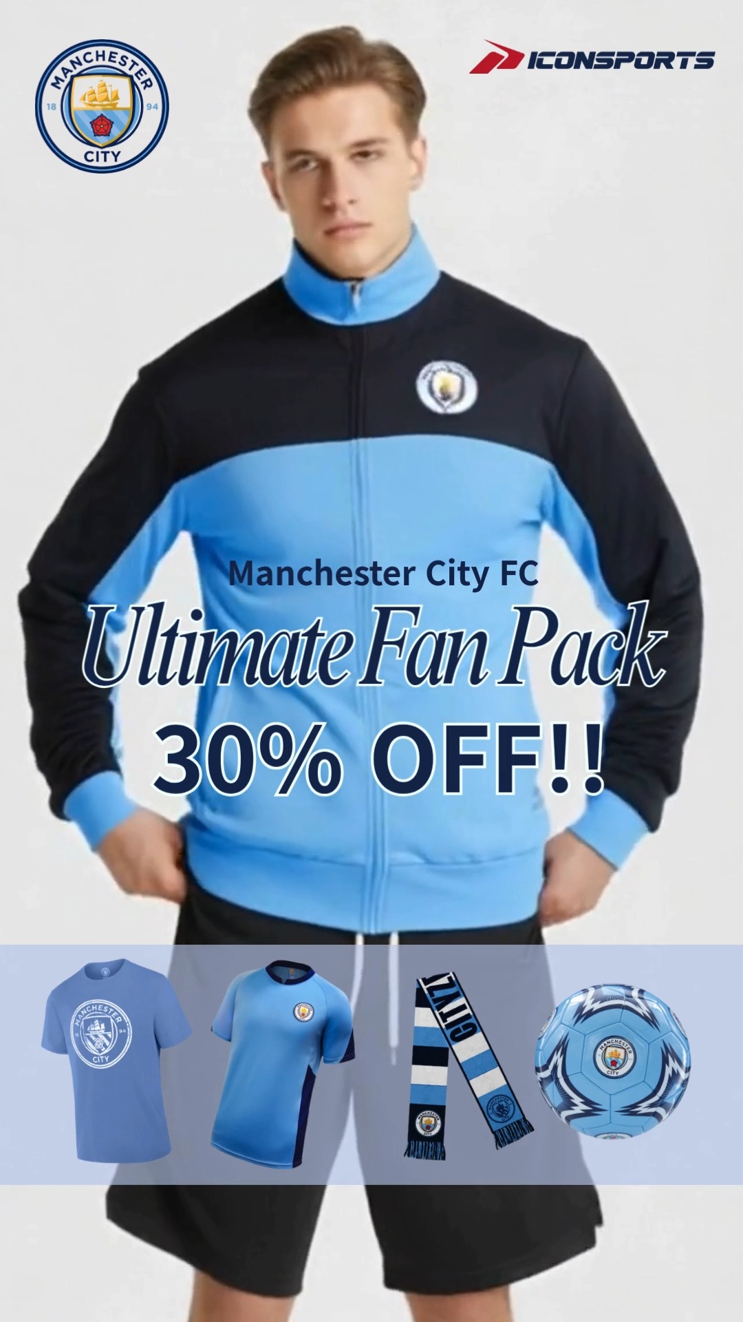 Icon Sports Pro League Ultimate Fan Pack – Officially Licensed 5-Piece Soccer Merch - Shirt, Jersey, Jacket, Scarf, Bag