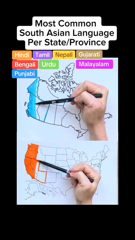 Whats the most common south Asian language spoken in your area #us #map ...
