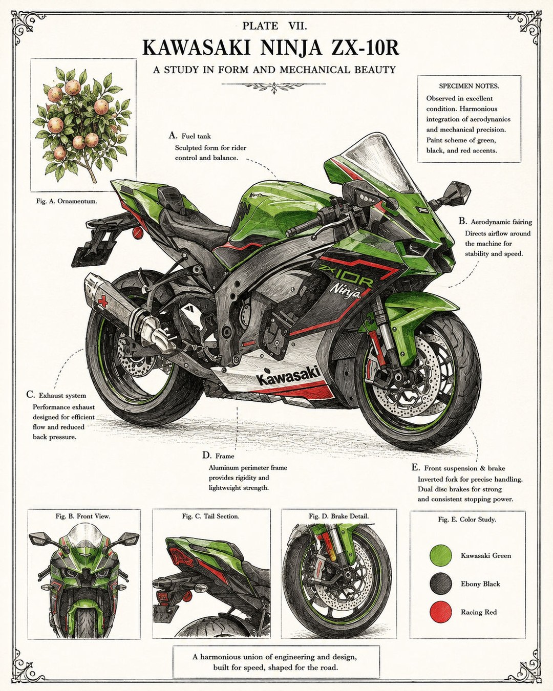 Drawing the Kawasaki Ninja ZX-10R!🏍️ #KawasakiNinjaZX10R