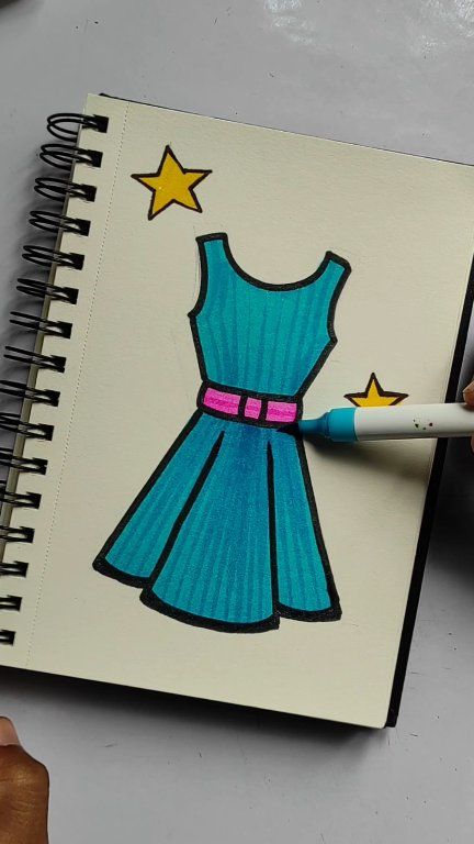 cute dress designs drawings coloring page\\cute gril dress coloring #easydrawing #coloringpage #art | Tapan Sutradhar easy sketch dress drawing Piccadilly 748009-28 Navy Women's category_shop This is NOT a Size:2XL