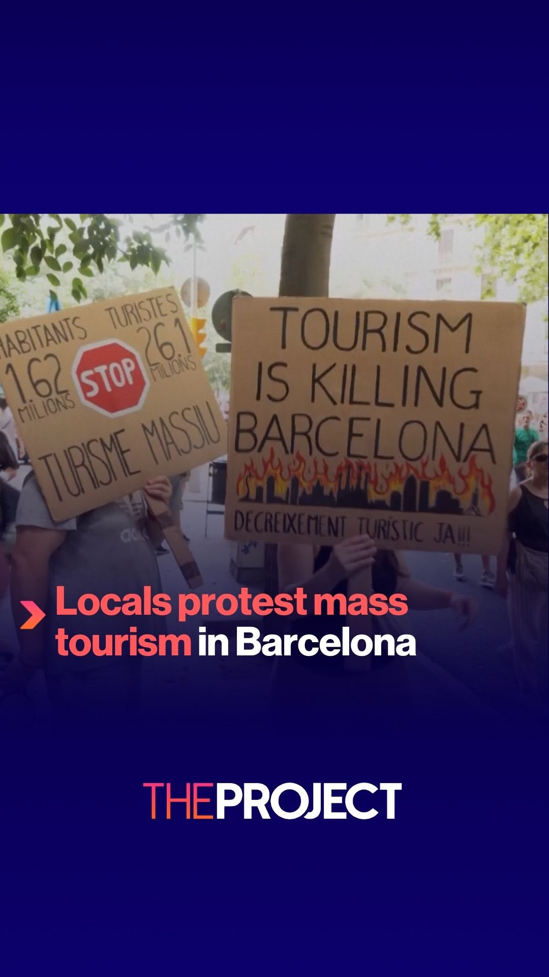 Thousands gathered in Barcelona on Sunday to protest the growing impact ...