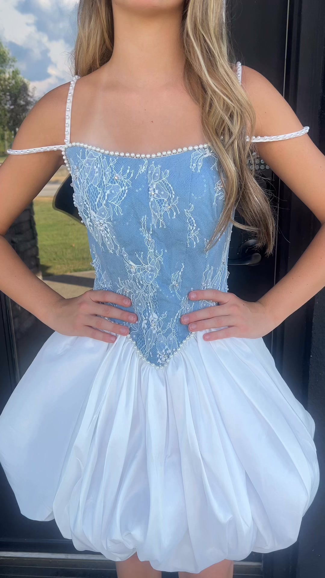 NEW ARRIVAL✨ Okay this dress is EVERYTHING!! We’re completely obsessed with every single detail of this one. Dreamy, feminine, and so gorgeous in person! , Just one of the stunning new homecoming 