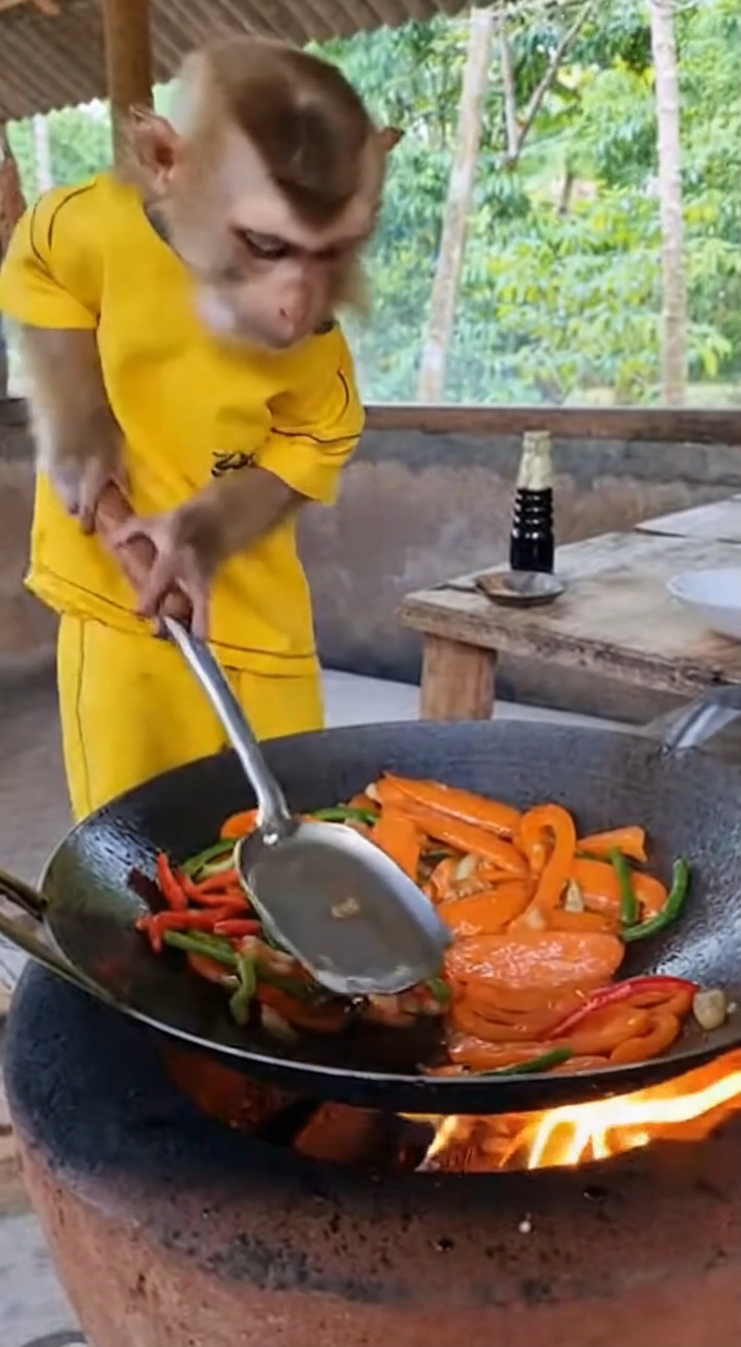 Monkey Chef Cooking a Delicious Stir Fry! 🐒🍳🔥 #monkey #chef #cooking # ...