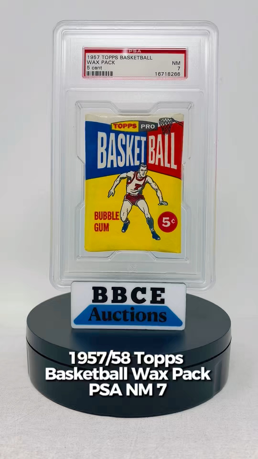 This 1957 Topps Basketball 5¢ Wax Pack graded a PSA NM 7