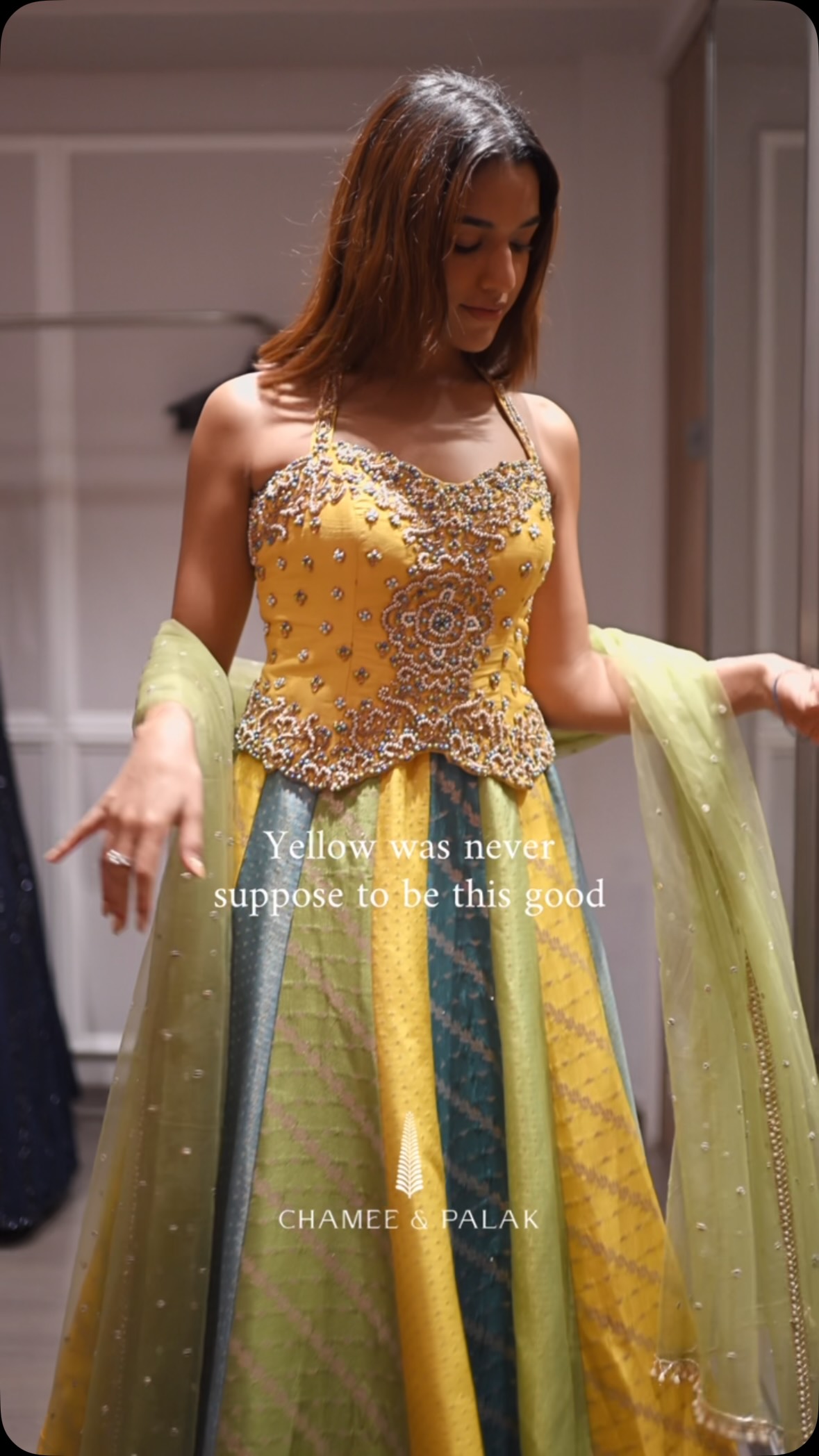yellow green dress for haldi Outfit by Chamee & Palak: Bold Bridal Pre-Wedding Look Length_Maxi