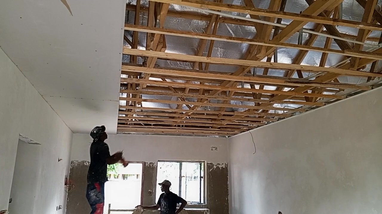 A sneak peek into Greendale Ceiling Installation. Brandering has been ...