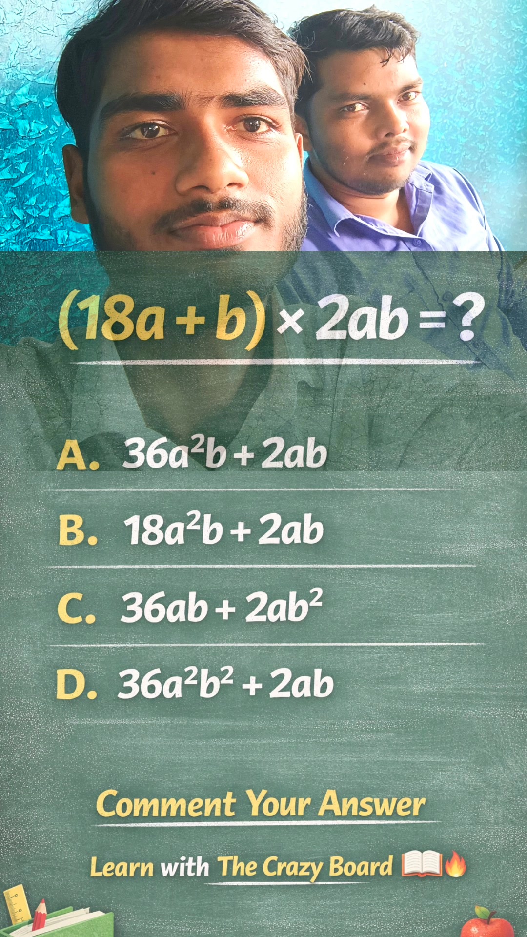 Algebra Challenge 💥 (18a + b) × 2ab = ? | Can You Solve This? 🤔😎🧐 # ...