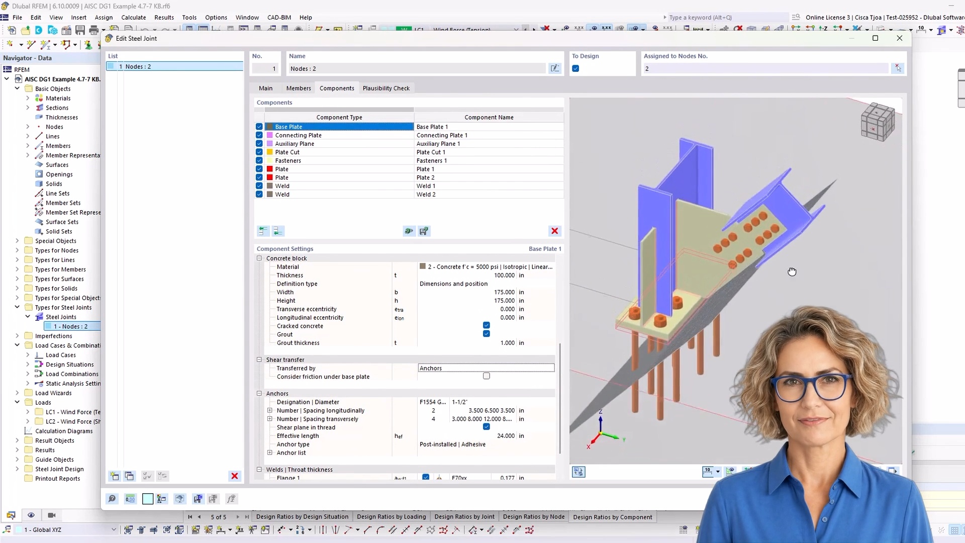 Designing AISC-compliant steel base connections for combined