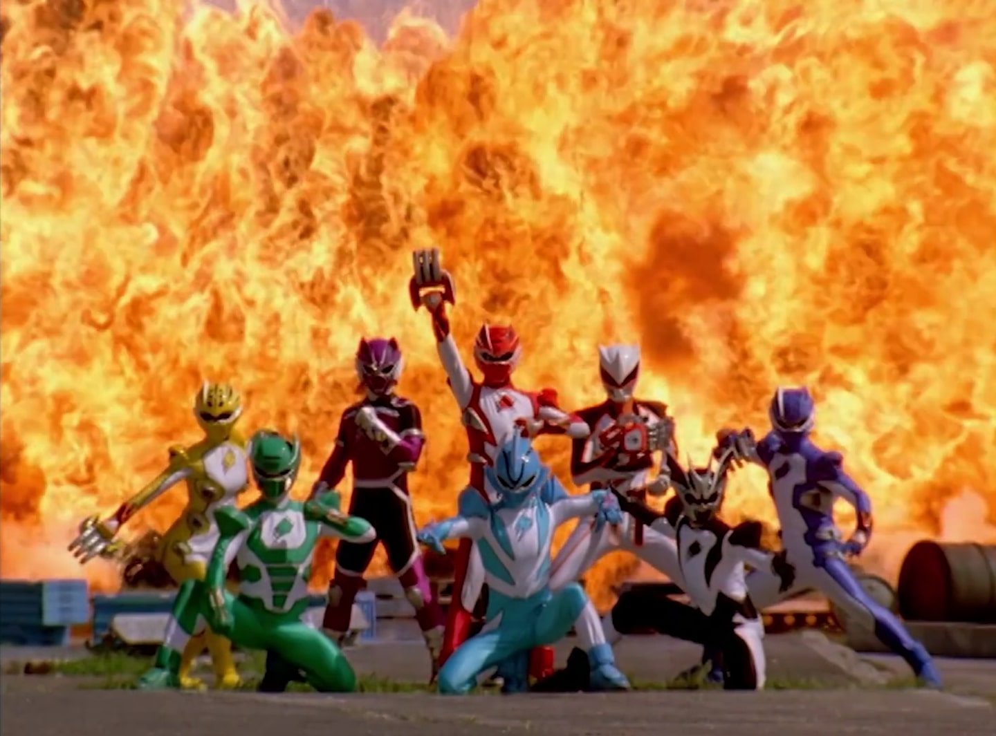 Jungle Fury Rangers & Spirit Rangers Unite! ️💙💛💜🤍💚🖤🩵 #PowerRangers # ...