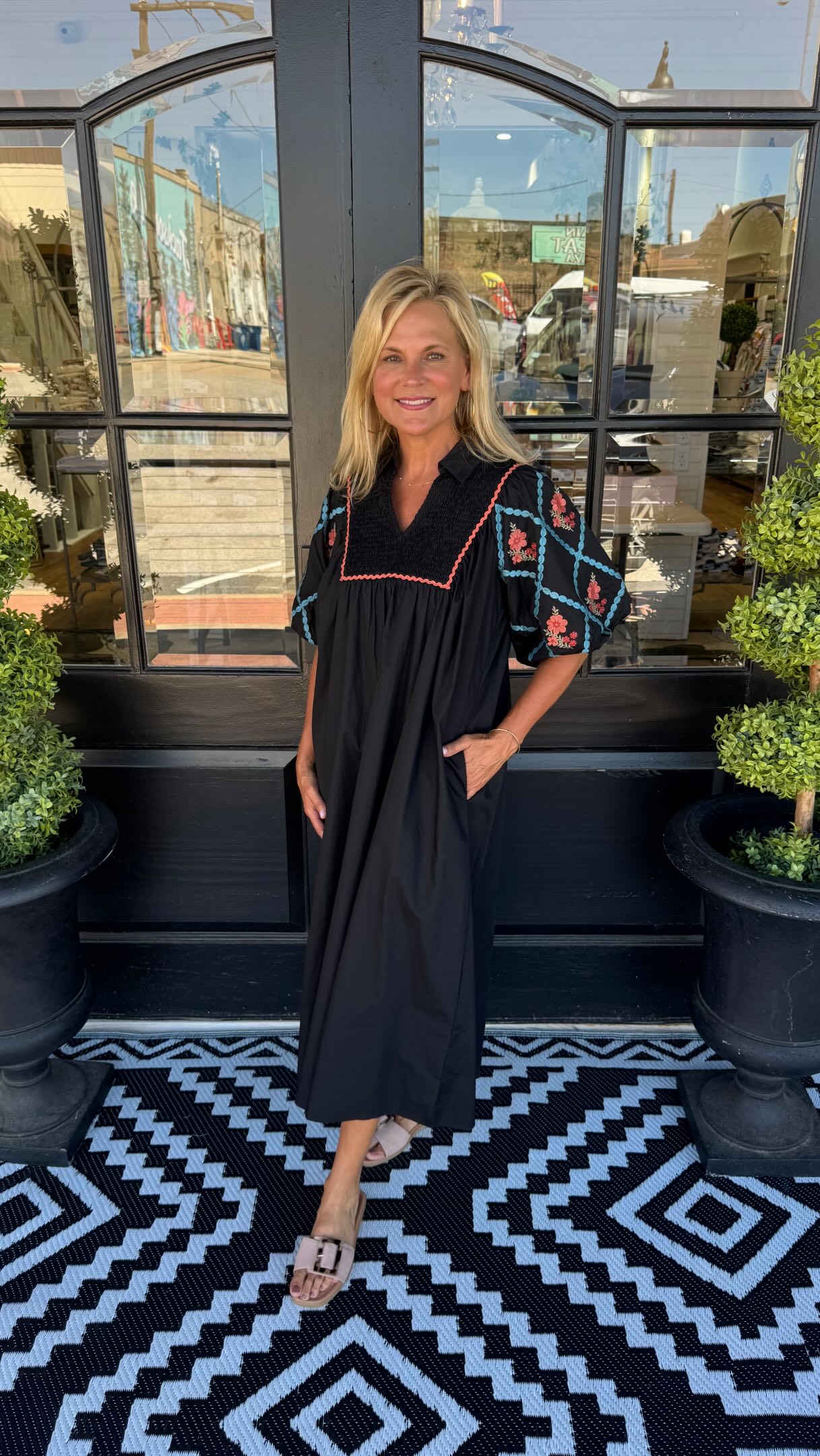 The McCall Dress is a new store fav!✨It comes in both cream and black, with embroidery on the sleeves for a perfect little pop of color! These dresses will take you all the way through fall🤍