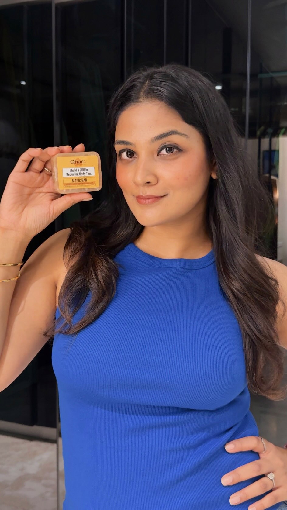 coffee soap saffron glutathione vit b5 lactic acid ✨ Tanned? Consider it gone! ✨, This de-tan has been such a little game-changer for getting my skin looking fresh, clean & more even-toned 🤍 🫧, #GharSoaps #DeTanSoap #TanRemoval #magicsoap acne prevention face wash