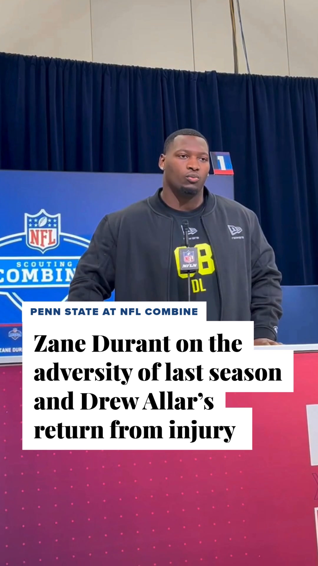 Zane Durant speaks at the NFL Combine on the adversity of last season ...