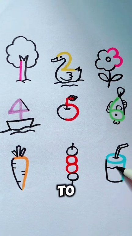 1 to 9 numbers turns into easy drawing ideas for kids . #EasyLearning # ...