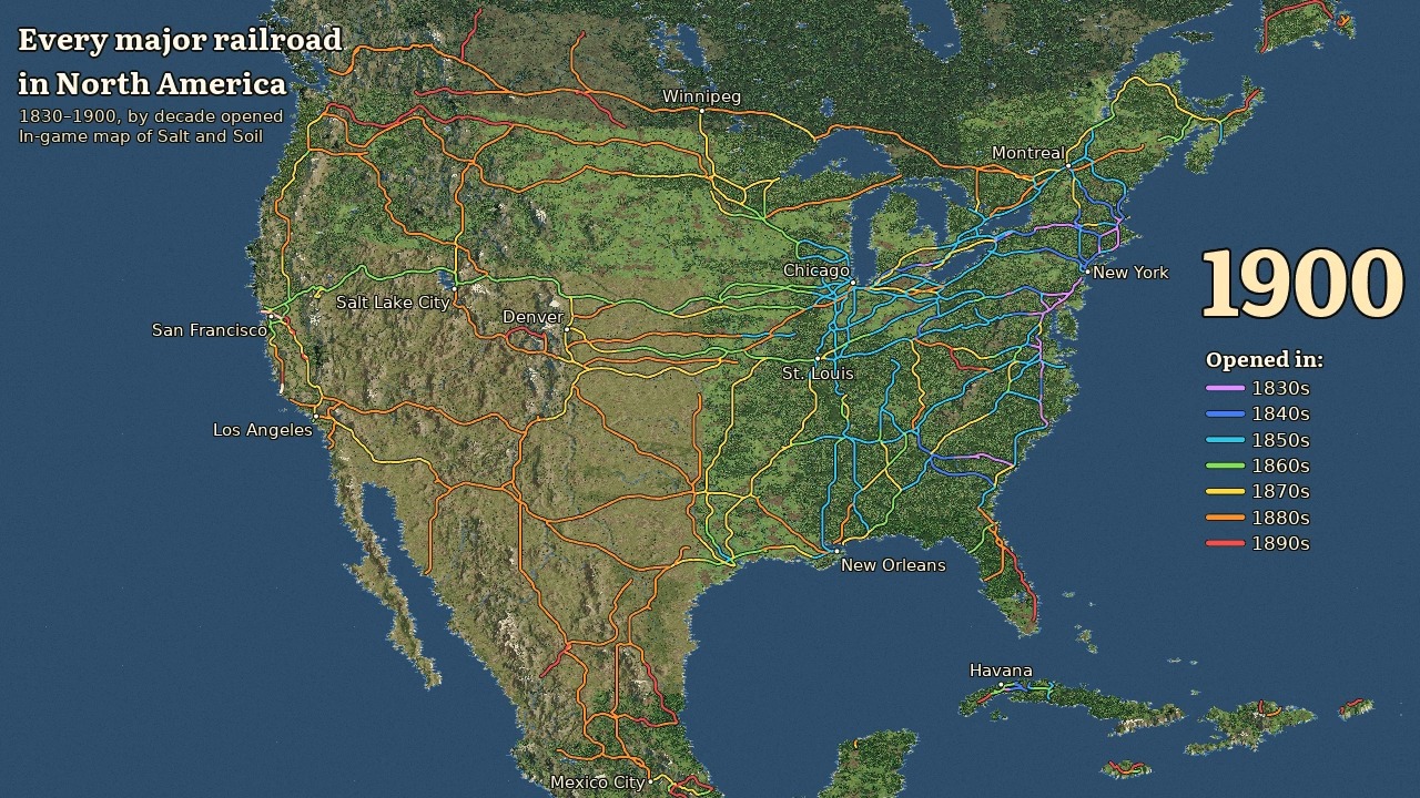 🛤️ Every major railroad line in North America, section by