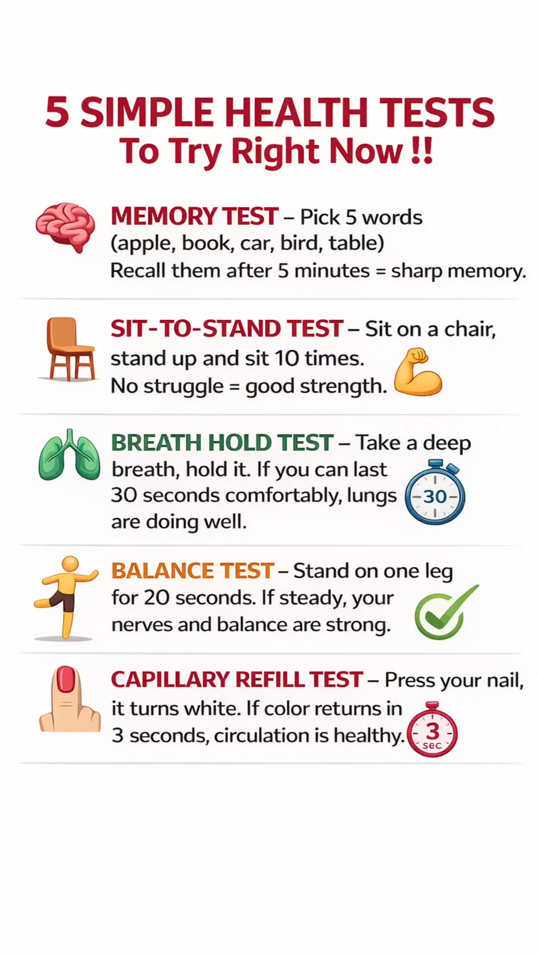 5 Simple Health Tests You Can Try at Home 🧠💪 No machines. No doctor ...