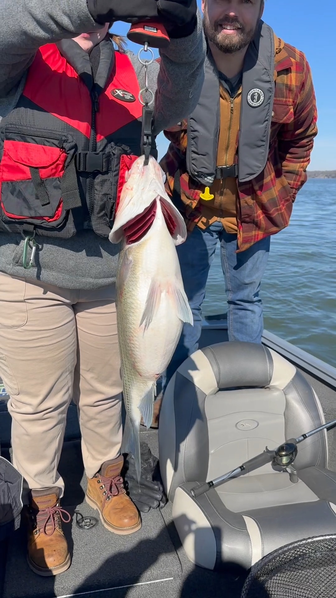 Morgans first Striper! 11.14 LB Hybrid! A great day today on the water ...