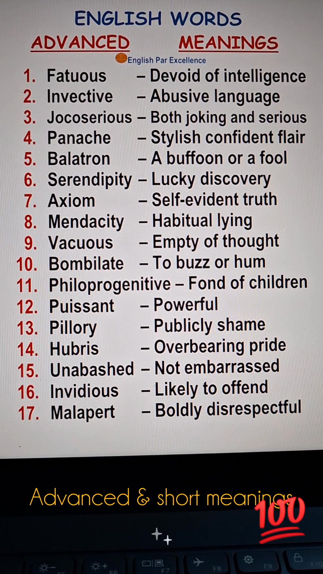 Advanced words & meanings.💥💯 #english #education #englishlanguage # ...