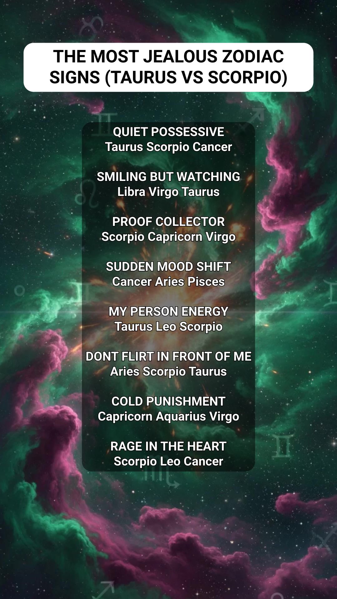 Jealousy rankings Taurus vs Scorpio 😈🖤 **Jealousy isn’t insecurity—it’s ...