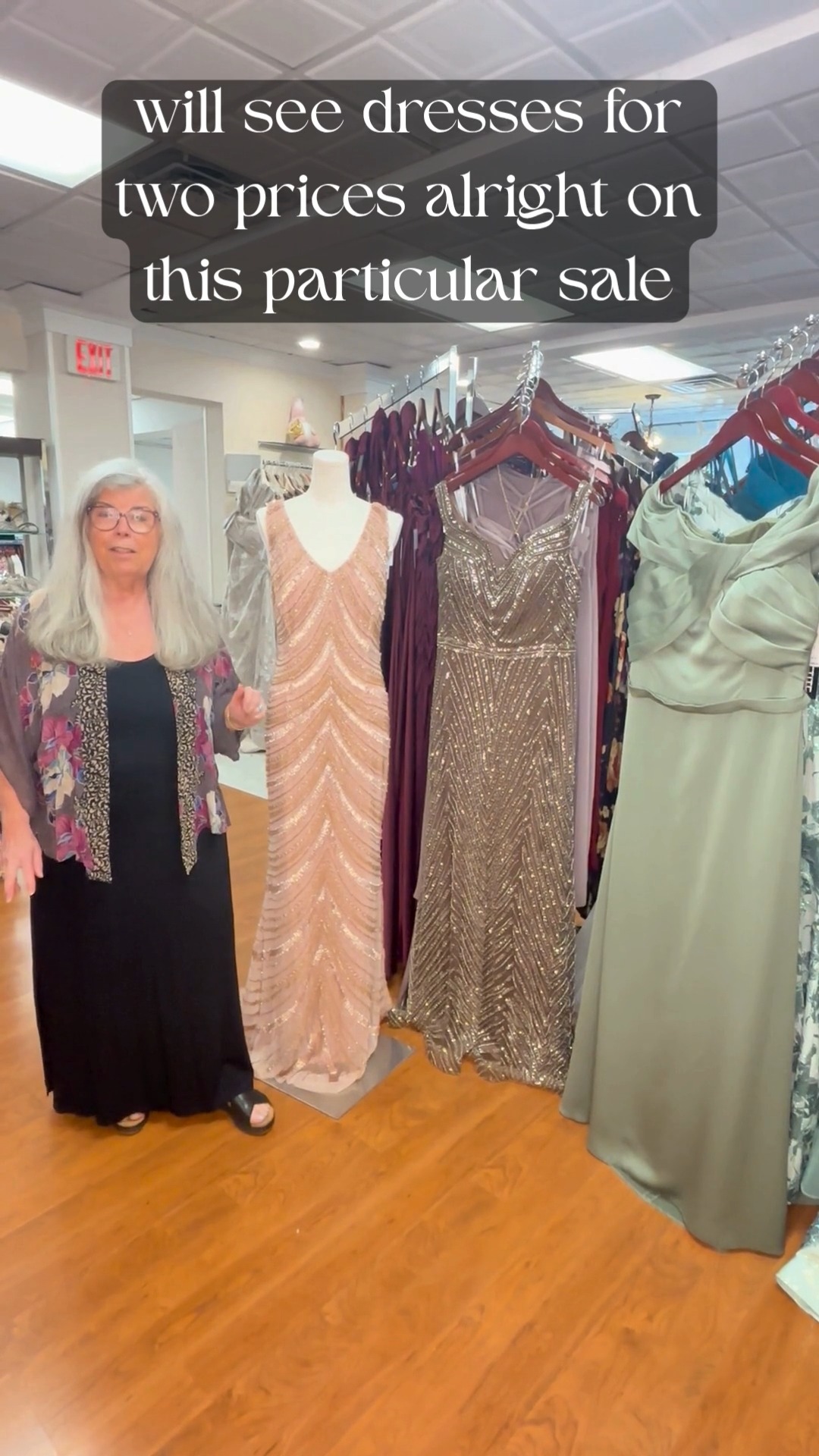 Harriman Clothing Co. is excited to announce our first-ever sample sale! , Here's a sample of a few dresses you will see. , Pictured on the left is a captivating, beaded sheath dress. This dress is 